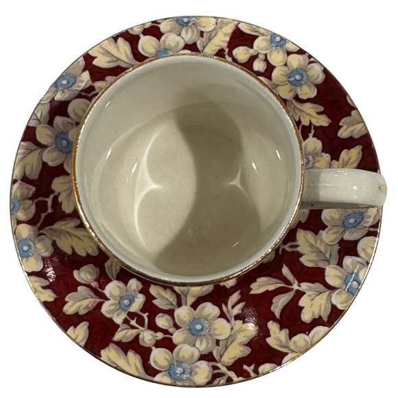 Lord Nelson Ware Porcelain Teacup Saucer Espresso Royal Brocade Chintz England - Picture 4 of 10